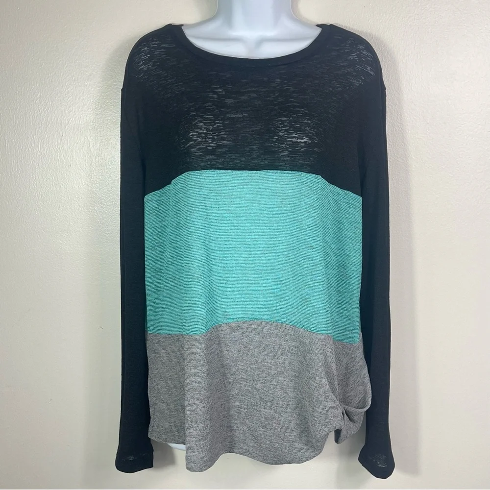 Color Block Front Knot Blouse - Picture 2 of 5